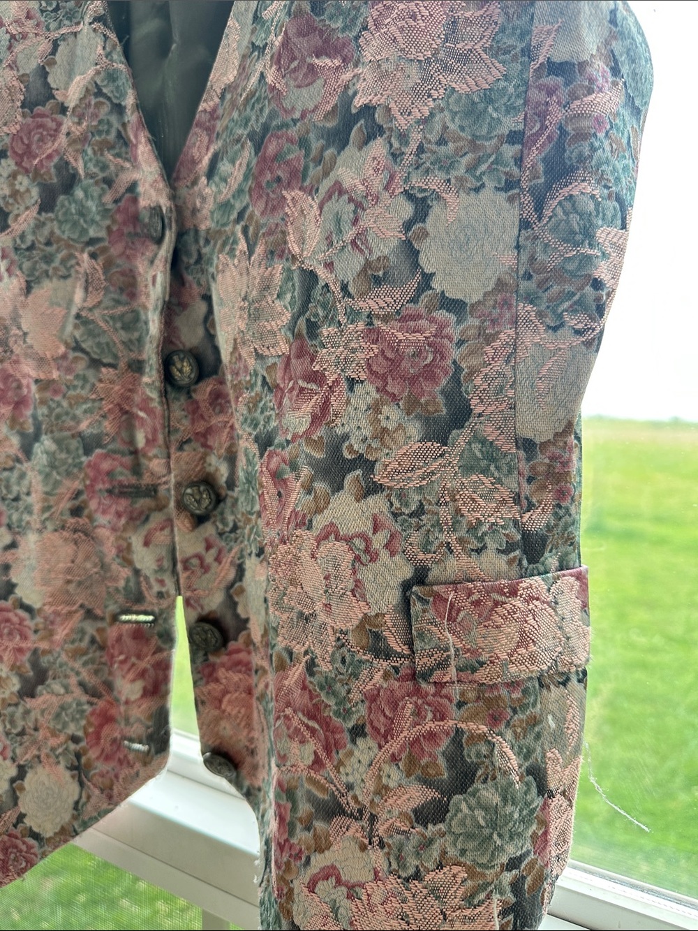 Vintage Floral Tapestry Vest Cottagecore Western Chic Button Front Waistcoat